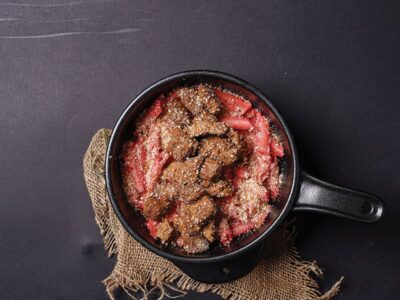 STEAK BBQ WITH PINK PASTA